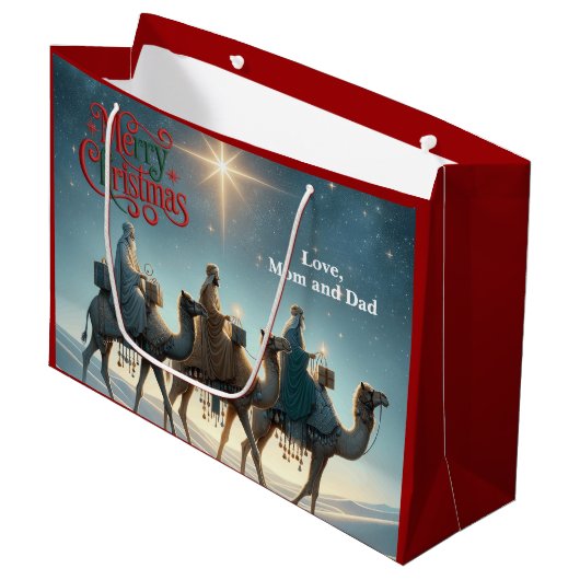 Grand Sac Cadeau Trois Sages Noël (Devant Angle)