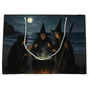 Grand Sac Cadeau Trois Sorcières Brew Cauldron Pleine lune Beach