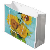 Grand Sac Cadeau Trois tournesols, Van Gogh (Devant Angle)