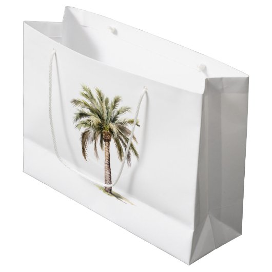 Grand Sac Cadeau Tropical Aloha Beach Cocots Palm Trees Mariage (Devant Angle)