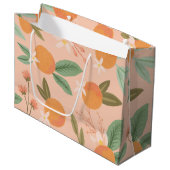 Grand Sac Cadeau Tropical Citrus Floral Rose (Devant Angle)