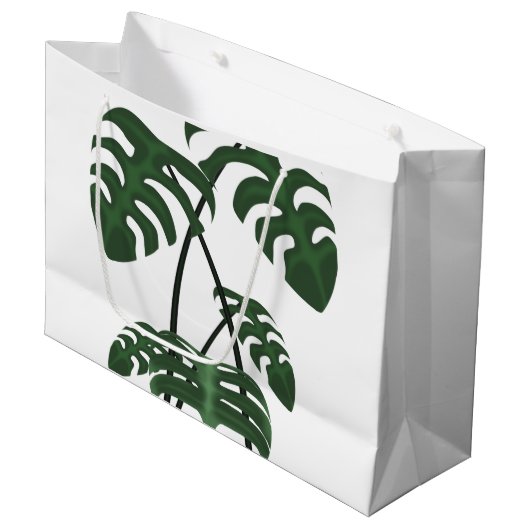 Grand Sac Cadeau Tropical Monstera Palm Leaf Gift Bag (Devant Angle)