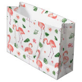 Grand Sac Cadeau Tropical rose Flamingo (Devant Angle)