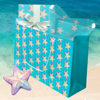 Grand Sac Cadeau Tropical Sparkling Starfish Christmas Holiday