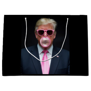 Grand Sac Cadeau Trump Bubble Gum Rose Président 47 États-Unis
