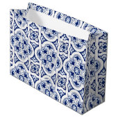 Grand Sac Cadeau Tuile bleue portugaise (Devant Angle)