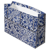 Grand Sac Cadeau Tuiles portugaises - Azulejo Floral bleu et blanc (Dos Angle)