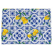 Grand Sac Cadeau Tuiles portugaises, citrons, fruits, art d'été     (Devant)