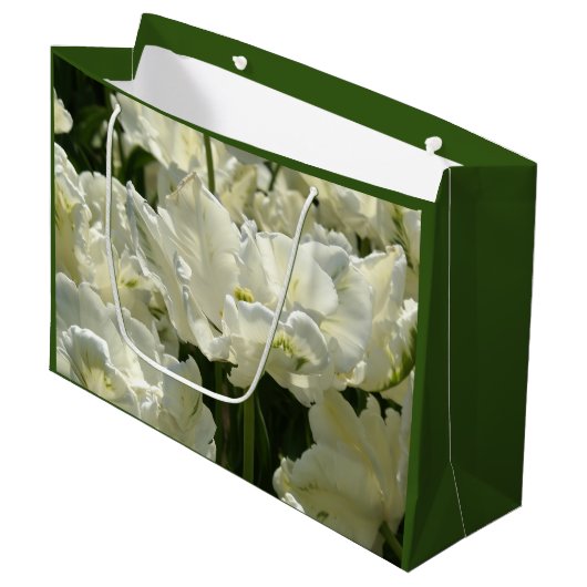 Grand Sac Cadeau Tulipes blanches (Devant Angle)