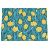 Grand Sac Cadeau Tulipes en bleu et jaune (Devant)