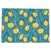 Grand Sac Cadeau Tulipes en bleu et jaune (Dos)