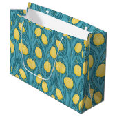 Grand Sac Cadeau Tulipes en bleu et jaune (Devant Angle)