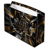 Grand Sac Cadeau Tunnel de cube 3D Luxe Or Bleu (Dos Angle)