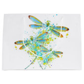 Grand Sac Cadeau Turquoise éclaboussure de libellule (Devant)