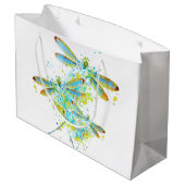 Grand Sac Cadeau Turquoise éclaboussure de libellule (Dos Angle)