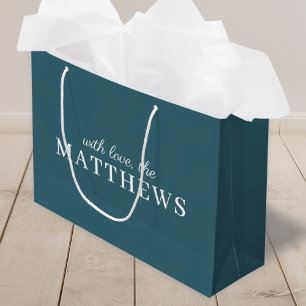Grand Sac Cadeau Turquoise élégant Moderne minimal tendance Nom b