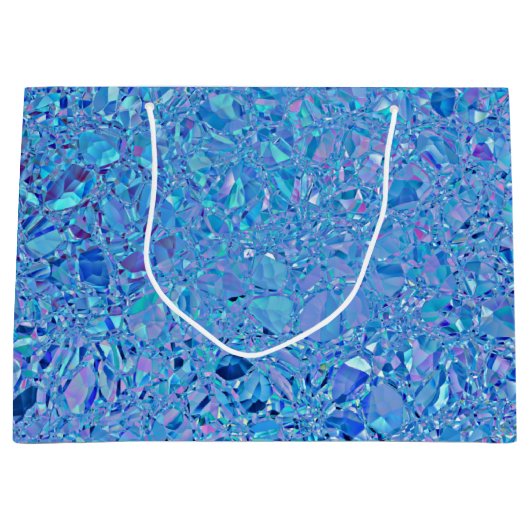 Grand Sac Cadeau Turquoise et bleu cristal Abstrait (Devant)