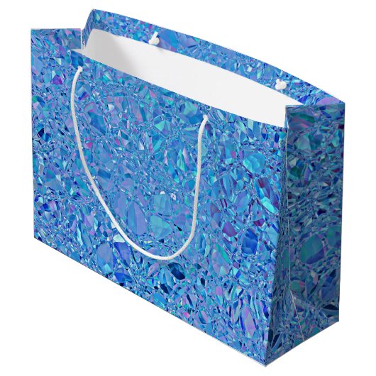 Grand Sac Cadeau Turquoise et bleu cristal Abstrait (Dos Angle)