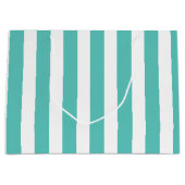 Grand Sac Cadeau Turquoise marine et blanc rayé (Devant)