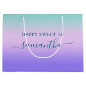 Grand Sac Cadeau Turquoise rose et pourpre Gradient Sweet 16 (Devant)