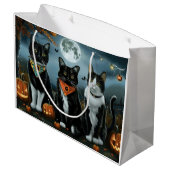 Grand Sac Cadeau Tuxedo Chat Halloween Éffrayant (Dos Angle)