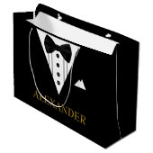 Grand Sac Cadeau Tuxedo Personnalisé Groomsman Mariage Merci (Devant Angle)