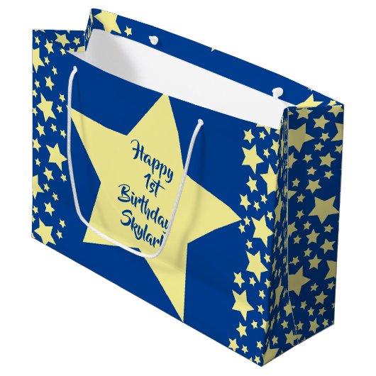 Grand Sac Cadeau Twinkle Little Star Cute 1er Anniversaire Thème de (Devant Angle)