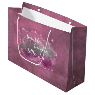 Grand Sac Cadeau Twinkle Little Star Dusty Mauve rose gris argent