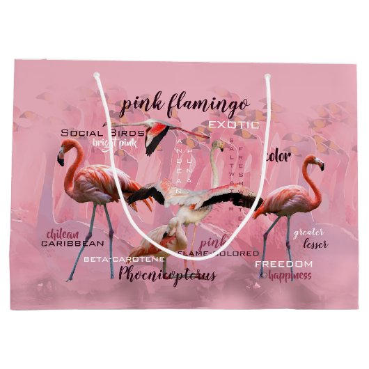 Grand Sac Cadeau Typographe rose Flamingo | Customized (Dos)