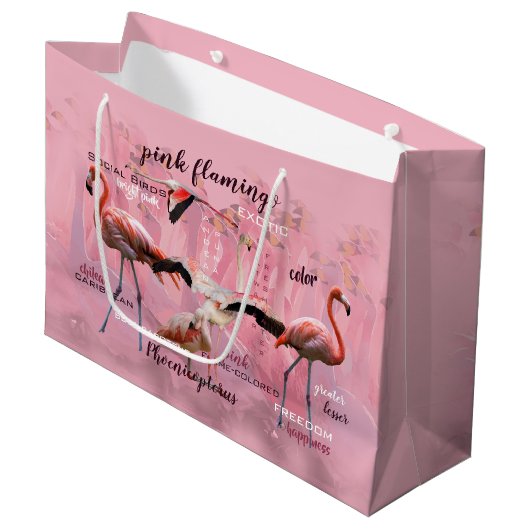 Grand Sac Cadeau Typographe rose Flamingo | Customized (Devant Angle)