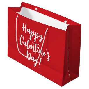 Grand Sac Cadeau typographie Heureuse Sainte-Valentin rouge moderne