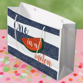 Grand Sac Cadeau Un dans un Melon 1er Birthday Stripe Boy Watermelo
