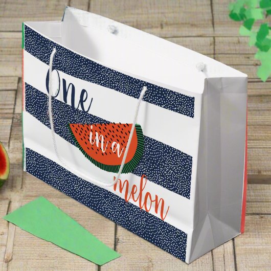 Grand Sac Cadeau Un dans un Melon 1er Birthday Stripe Boy Watermelo