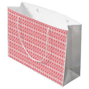 Grand Sac Cadeau Un design abstrait rouge et orange vif avec des to