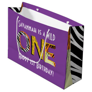 Grand Sac Cadeau Un ęr thème sauvage de fête d'anniversaire de