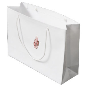 Grand Sac Cadeau Un graphique rouge vif présente un d floral créati
