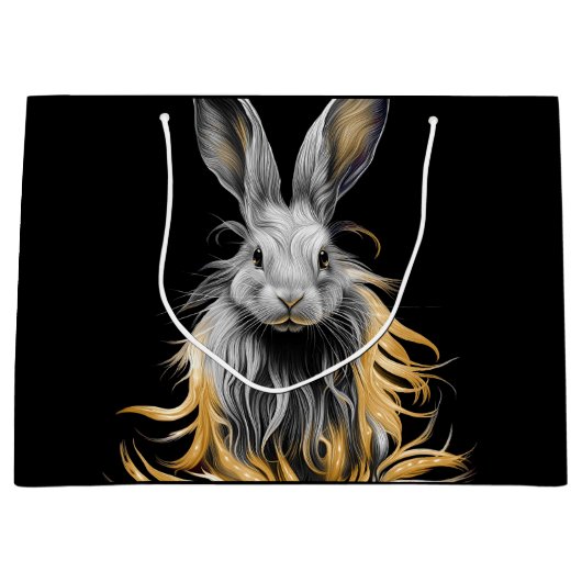 Grand Sac Cadeau Un lapin gris génial en feu (Devant)