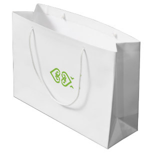 Grand Sac Cadeau un logo vert et blanc avec un design stylisé