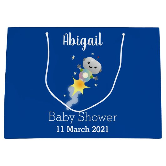 Grand Sac Cadeau Un mignon robot volant dans l'espace dessin animé (Devant)