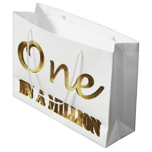 Grand Sac Cadeau Un sur un million Elegant Gold Brown Typographie