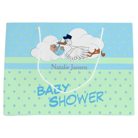 Grand Sac Cadeau Une cigogne avec un mignon petit bébé (Devant)