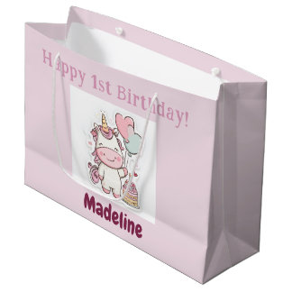 Grand Sac Cadeau Unicorn Gift Wrap, 1st Birthday Girl, Personalized