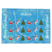 Grand Sac Cadeau Unicorn Père Noël Snowflakes Xmas Tree Personnalis (Dos)