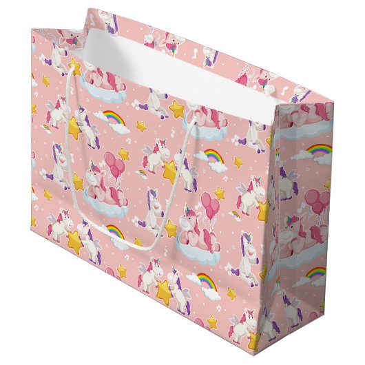 Grand Sac Cadeau Unicorn Rainbows (Devant Angle)