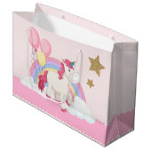 Grand Sac Cadeau Unicorne rose fête d'anniversaire (Devant Angle)
