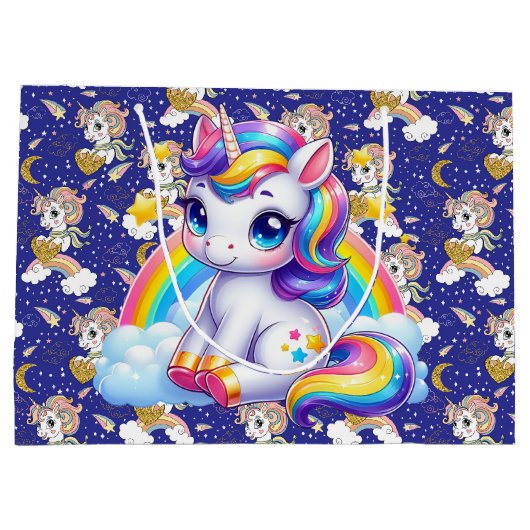 Grand Sac Cadeau Unicorns and Rainbows (Dos)