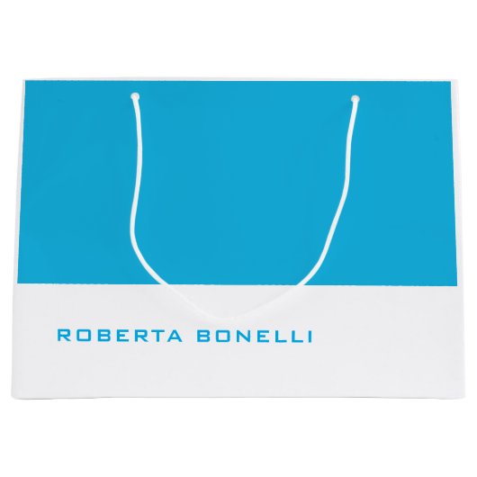 Grand Sac Cadeau Unique Moderne Minimaliste Bleu Blanc (Devant)