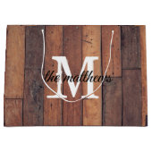 Grand Sac Cadeau Unique rustique Monogramme en bois ferme Grange (Devant)