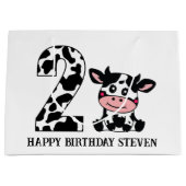 Grand Sac Cadeau unisex 2e vache anniversaire de enfant (Devant)