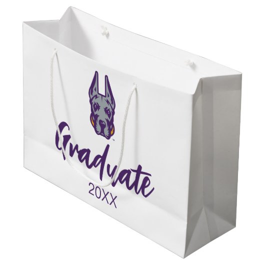 Grand Sac Cadeau Université d'Albany Chef de la mascotte Great Dane (Devant Angle)